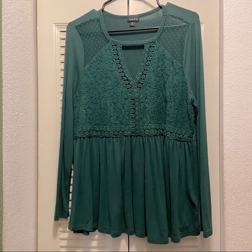 Torrid - Green Lace Babydoll with Cutout Size 0